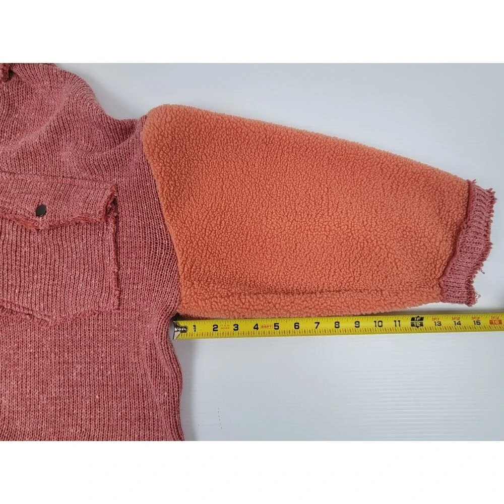 RARE POL Womens Large GKJ5 Fleece Knit Lightning Pink Button Sweater Jacket - Picture 13 of 13